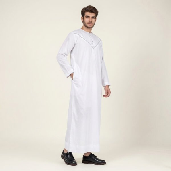 Modern-Omani-White-Thobe-for-Men-2.jpg Modern Omani White Thobe for Men
