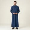 Modern Zip-Front Navy Blue Men's Thobe