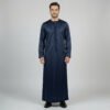 Navy Blue Emirati Style Men's Silk Thobe