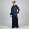 Navy Blue Emirati Style Men's Silk Thobe
