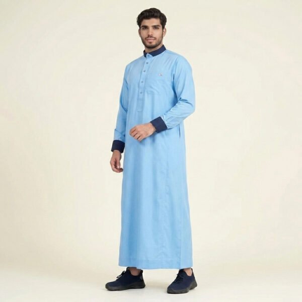 Navy-Contrast-Collar-Cuffs-Sky-Blue-Thobes-2.jpg Navy Contrast Collar & Cuffs Sky Blue Thobe