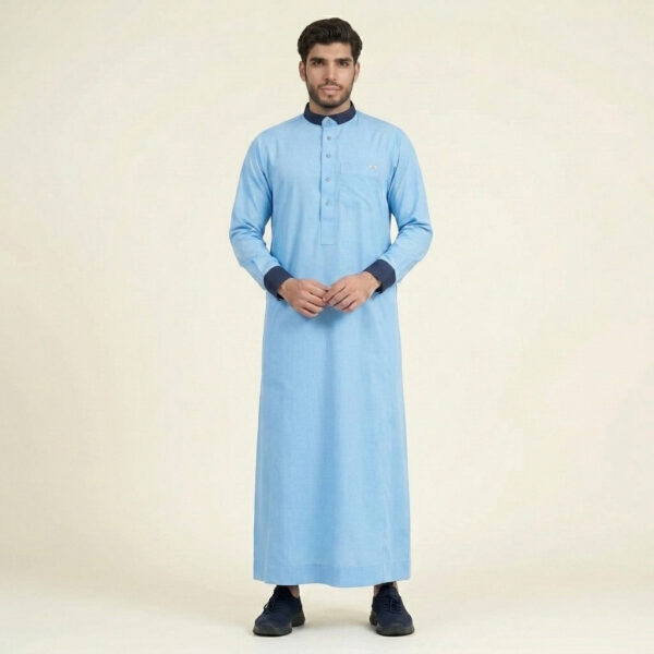 Navy-Contrast-Collar-Cuffs-Sky-Blue-Thobes.jpg Navy Contrast Collar & Cuffs Sky Blue Thobe