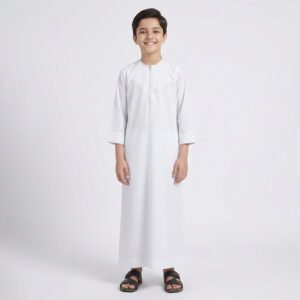 Omani Style White Jubba Thobe for Boys