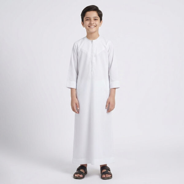 Omani Style White Jubba Thobe for Boys