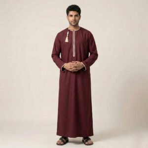 Omani Tassel Detail Men's Maroon Thobe