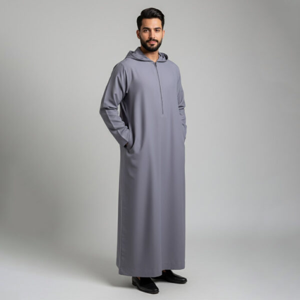 Oslo Grey Men's Hooded Thobe