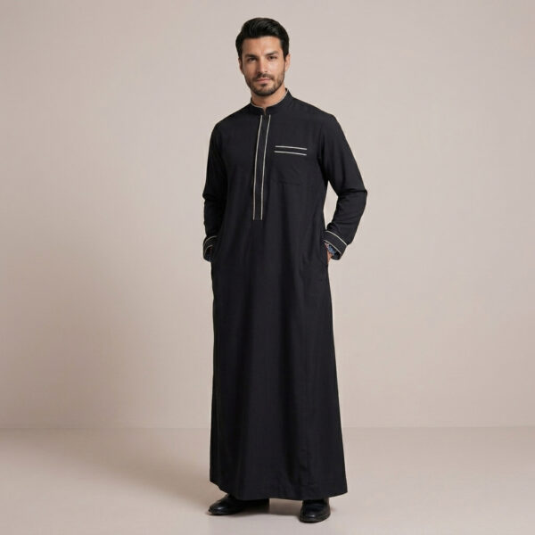 Premium Black Designer Thobe For Men