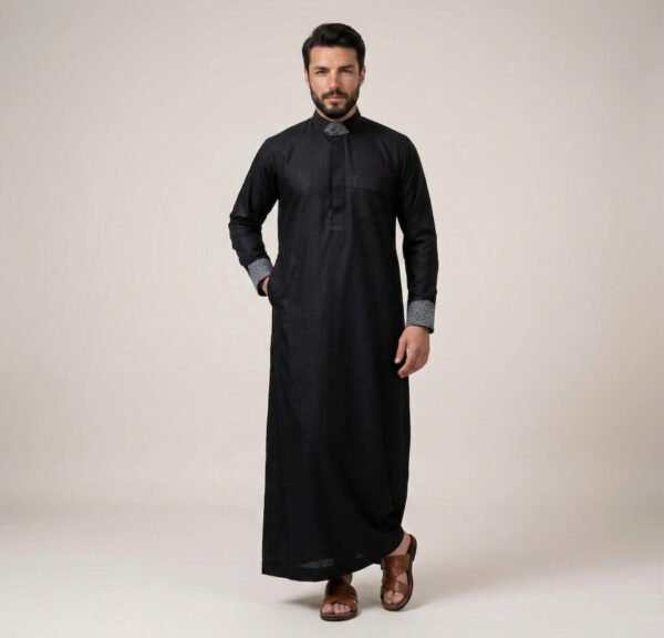 Premium Black Men's Designer Thobe