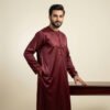 Premium Deep Maroon Silk Thobe for Men