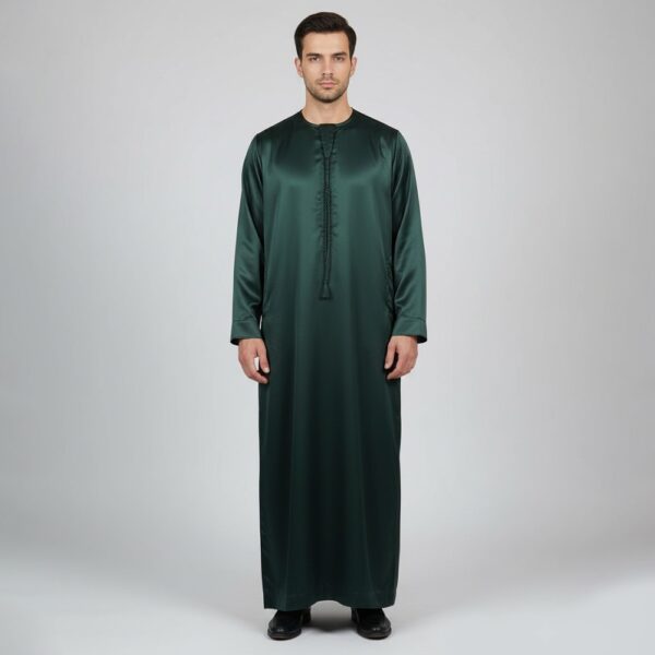 Premium Emerald Green Emirati Silk Thobe for Men's