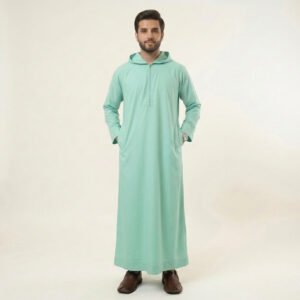 Premium-Hooded-Mint-Green-Mens-Thobes.jpg Premium Hooded Mint Green Men's Thobe