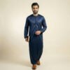 Premium Indigo Blue Omani Style Silk Thobes for Men