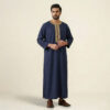 Premium Navy Blue Men's Moroccan Emobroidered Thobes