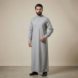 Premium-Textured-Light-Grey-Mens-Cashmere-Wool-Thobe.jpg Premium Textured Light Grey Men's Cashmere Wool Thobe