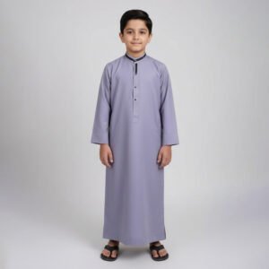 Smoke-Grey-Designer-Jubba-Thobe-for-Boys.jpg Smoke Grey Designer Jubba Thobe for Boys