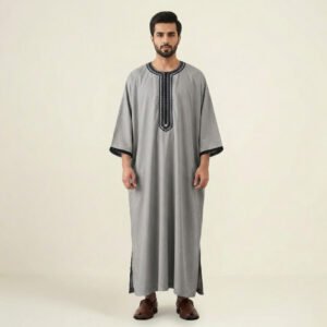 Sophisticated-Ash-Grey-Mens-Morrocan-Thobe.jpeg Sophisticated Ash Grey Men's Morrocan Thobe