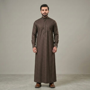 Stylish-Bark-Brown-Mens-Cashmere-Wool-Thobe-2.jpg Stylish Bark Brown Men's Cashmere Wool Thobe
