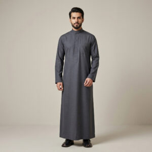 Traditional-Charcoal-Grey-Mens-Cashmere-Wool-Thobe.jpg Traditional Charcoal Grey Men's Cashmere Wool Thobe
