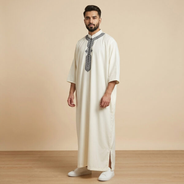 Traditional Off-White Men's Moroccan Thobes