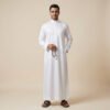 Traditional White Arabic Style Men's Silk Thobe