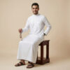 Traditional White Arabic Style Men's Silk Thobe