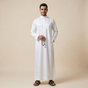 Traditional-White-Arabic-Style-Mens-Silk-Thobe.jpg Traditional White Arabic Style Men's Silk Thobe