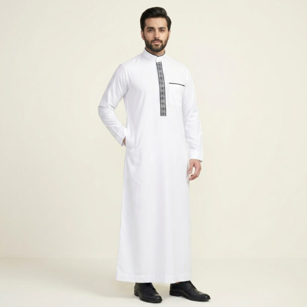Traditional-White-Mens-Embroidered-Thobe-2.jpg Traditional White Men's Embroidered Thobe