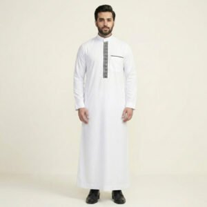 Traditional-White-Mens-Embroidered-Thobe.jpg Traditional White Men's Embroidered Thobe
