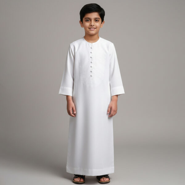 White Designer Omani kids Jubba thobe