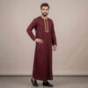 Zip-Front Men's Maroon Thobe
