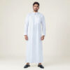 Zip-Neck Style White Thobe for Men