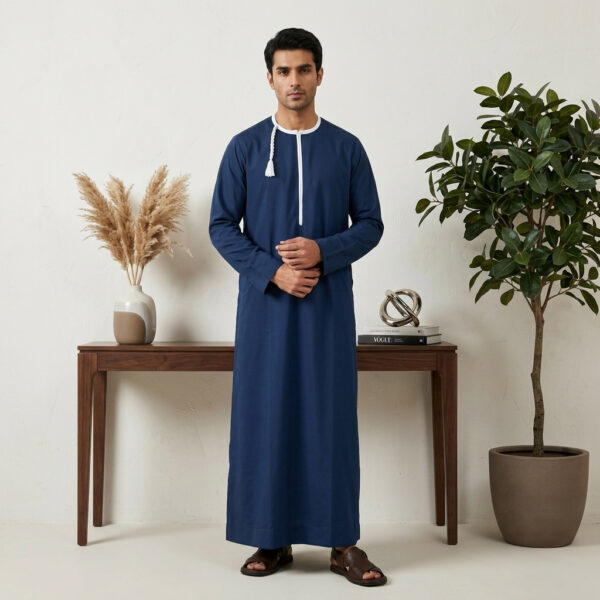 Rich Royal Blue Omani Style Men's Thobe