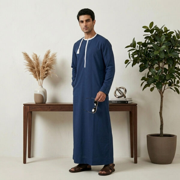 Rich Royal Blue Omani Style Men's Thobe